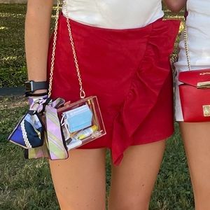 Red Zara Ruffled Skort